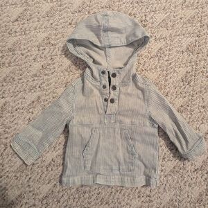 NWOT Oshkosh 12month Denim Striped Pullover w Hood